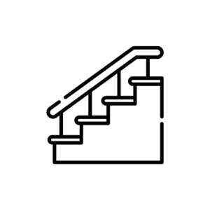 Symbol einer mehrstufigen Treppe mit Geländer