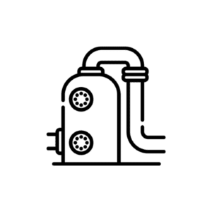 Symbol für Heizkessel mit Anschlüssen und Rohrleitungen