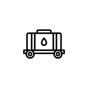 Symbol eines fahrbaren Heizöltanks mit Tropfensymbol