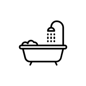 Klassisches Badewannen-Icon mit Duschfunktion