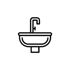 Symbol eines modernen Waschbeckens mit Armatur